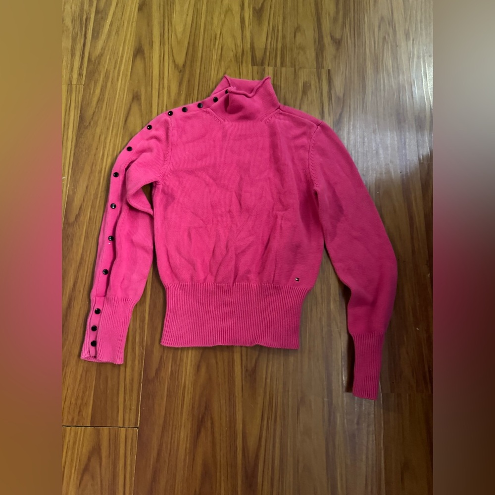 Pink Button-Detail Women's Sweater size medium